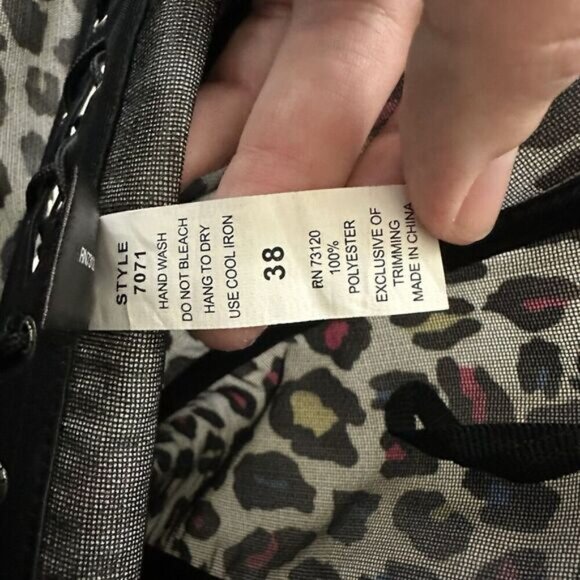 Fredericks Of Hollywood Corset Top Size 38 White Black Leopard Animal Print Lace - Picture 9 of 9